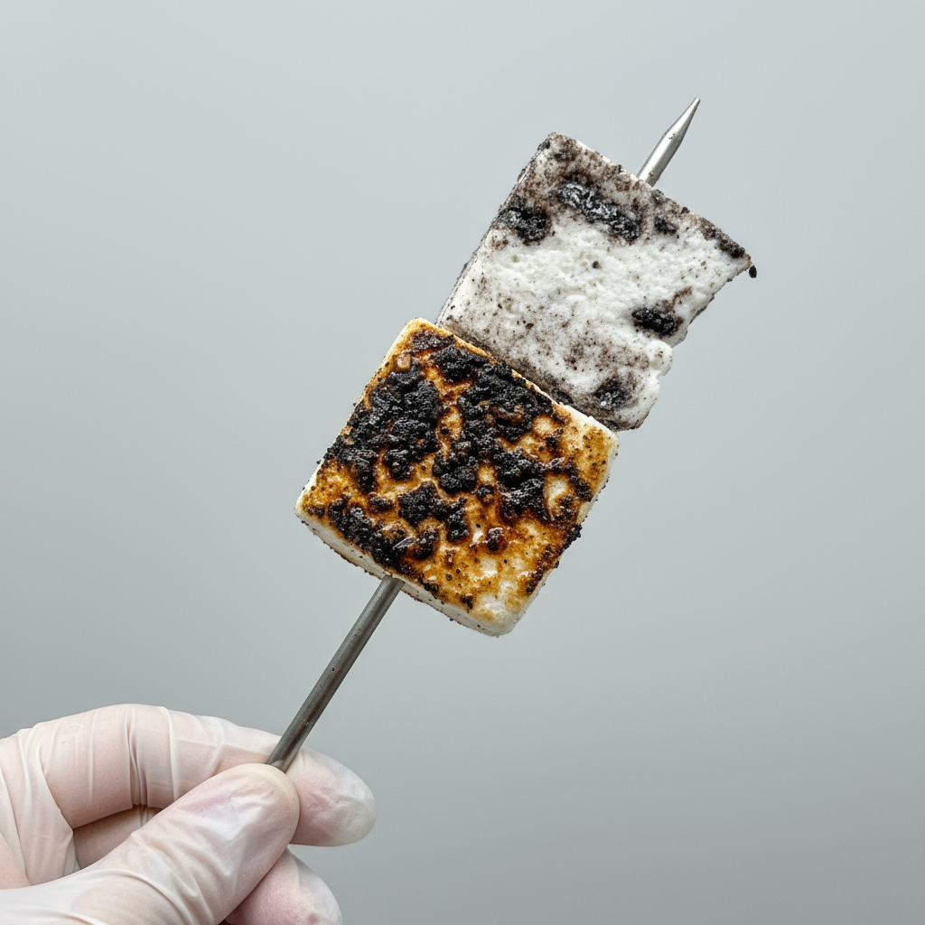 Marshys de Oreo de Frezzyks tostadas en un pincho