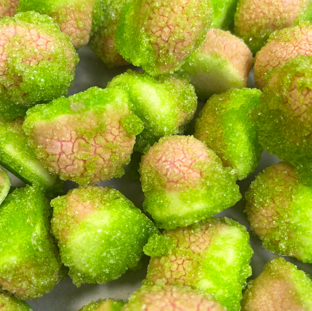 Besitos de manzana Xtreme de Frezzyks en primer plano