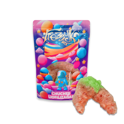 Guindillas liofilizadas de Frezzyks en una bolsa de tamaño normal