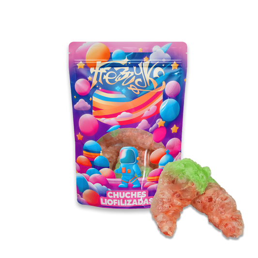 Guindillas liofilizadas de Frezzyks en una bolsa de tamaño normal