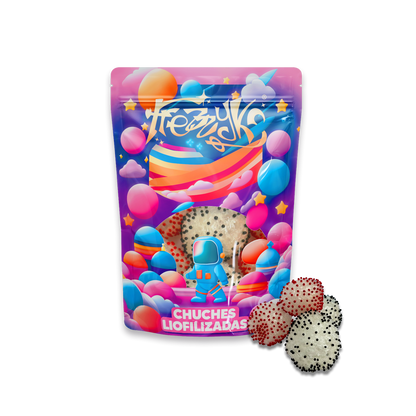 Moras liofilizadas de Frezzyks en una bolsa de tamaño normal