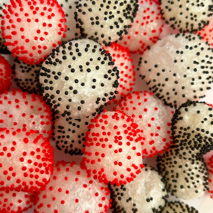Moras liofilizadas de Frezzyks en primer plano