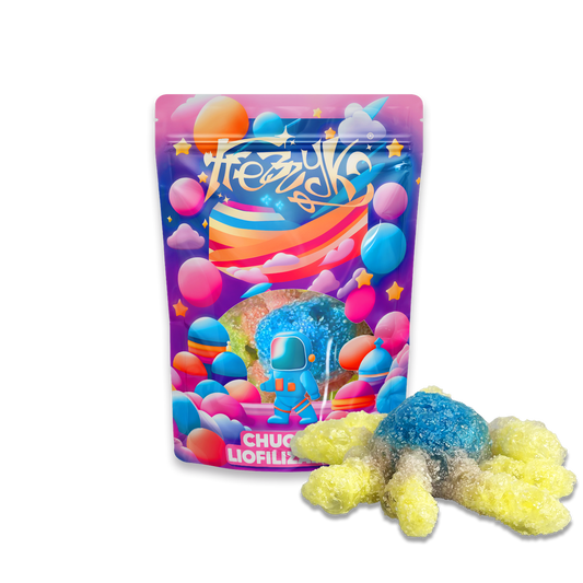 Pulpo liofilizado de Frezzyks en una bolsa de tamaño normal