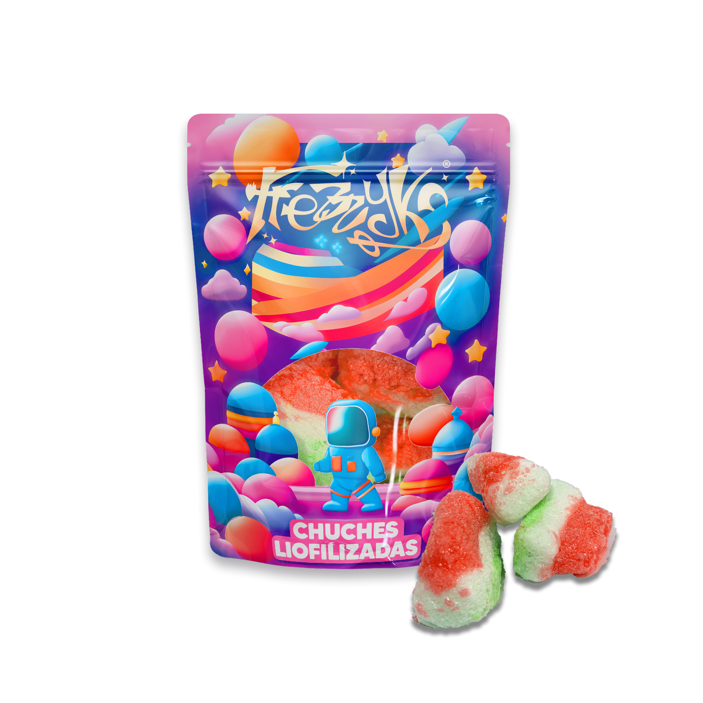 Sandías liofilizadas de Frezzyks en una bolsa de tamaño normal