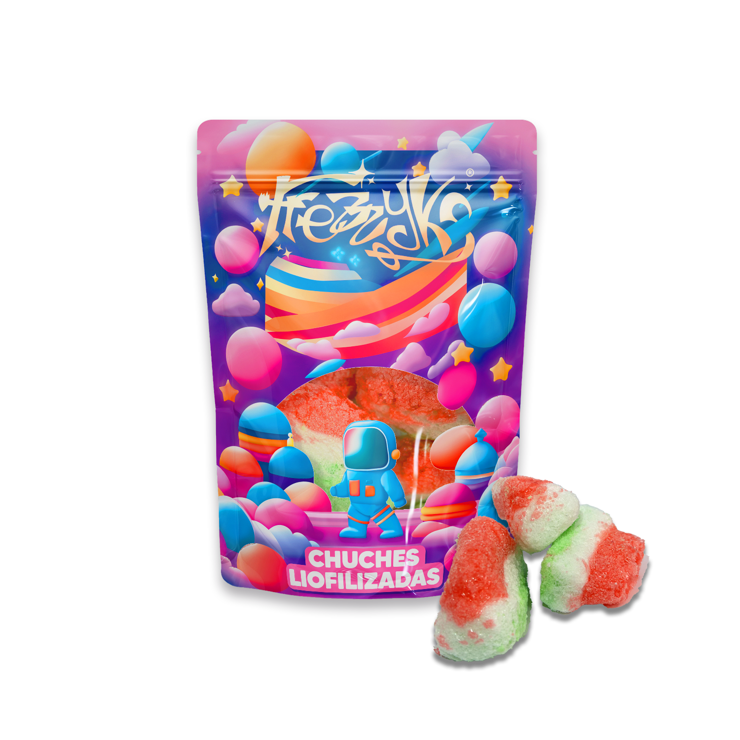 Sandías liofilizadas de Frezzyks en una bolsa de tamaño normal