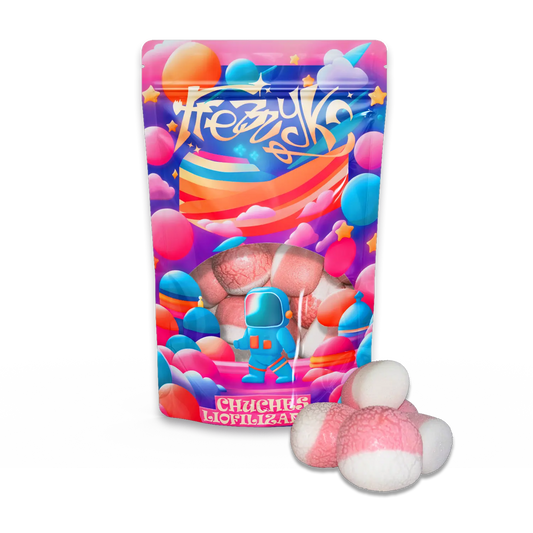 Besitos liofilizados de Frezzyks en una bolsa de tamaño normal