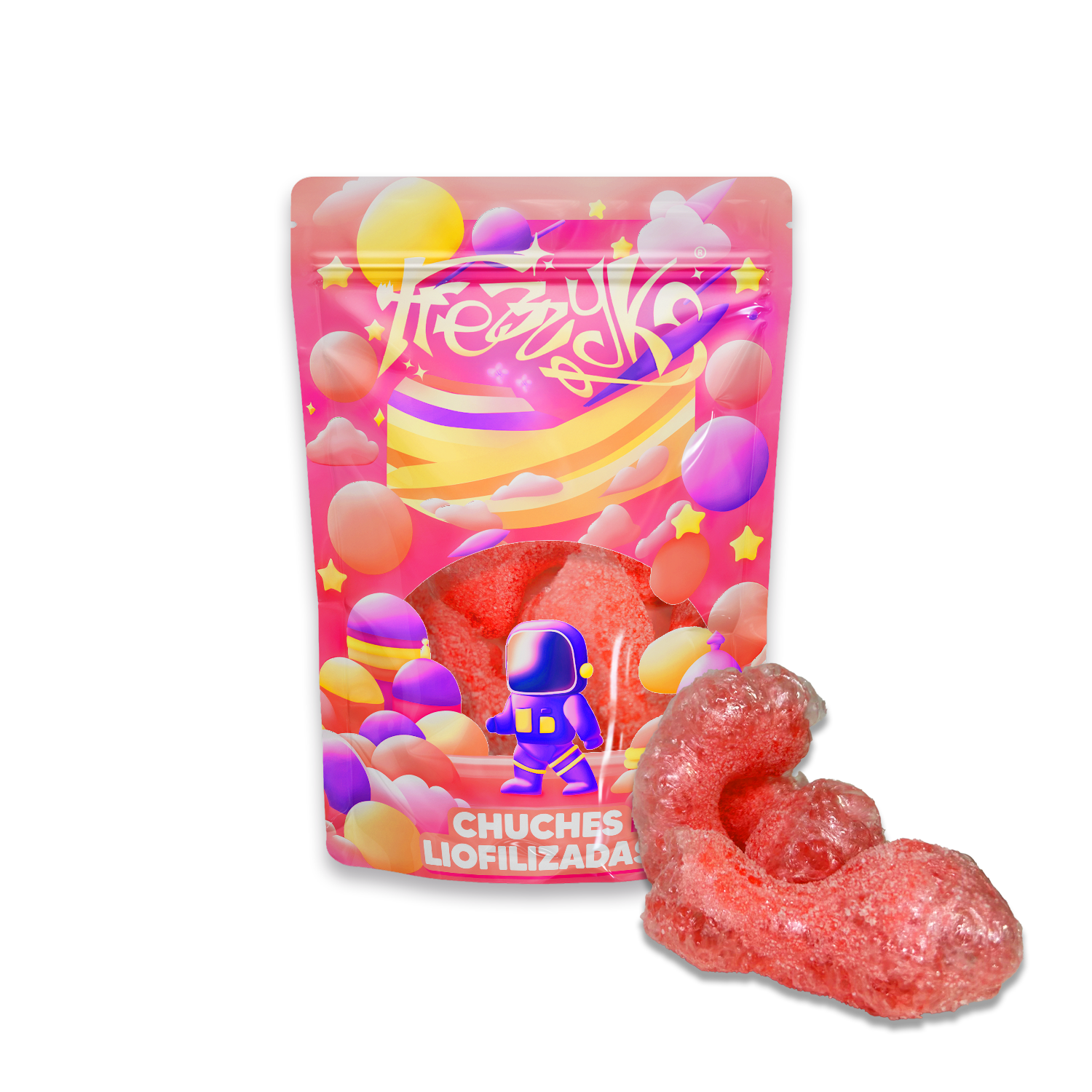 Llaves ácidas liofilizadas de Frezzyks en una bolsa de tamaño Extra