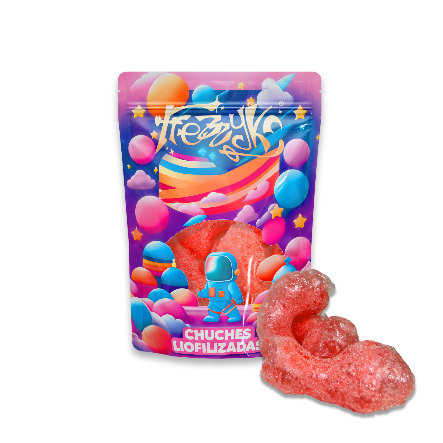Llaves ácidas liofilizadas de Frezzyks en una bolsa de tamaño normal